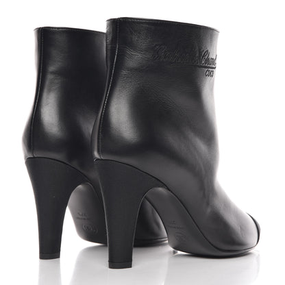 Chanel Lambskin Grosgrain Cap Toe Short Ankle Boots 37.5 Black 4 of 11