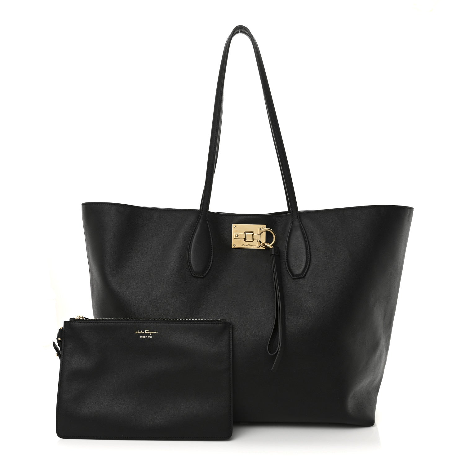 Salvatore Ferragamo Calfskin Studio Tote Black 3 of 10