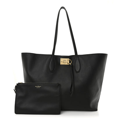 Salvatore Ferragamo Calfskin Studio Tote Black 3 of 10