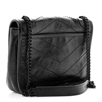Saint Laurent Crinkled Calfskin Matelasse Monogram Niki Chain Wallet Black 3 of 10