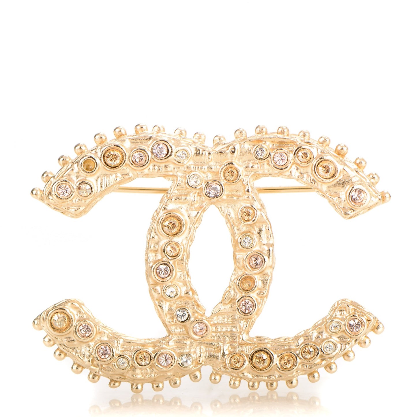 Crystal CC Brooch Light Gold