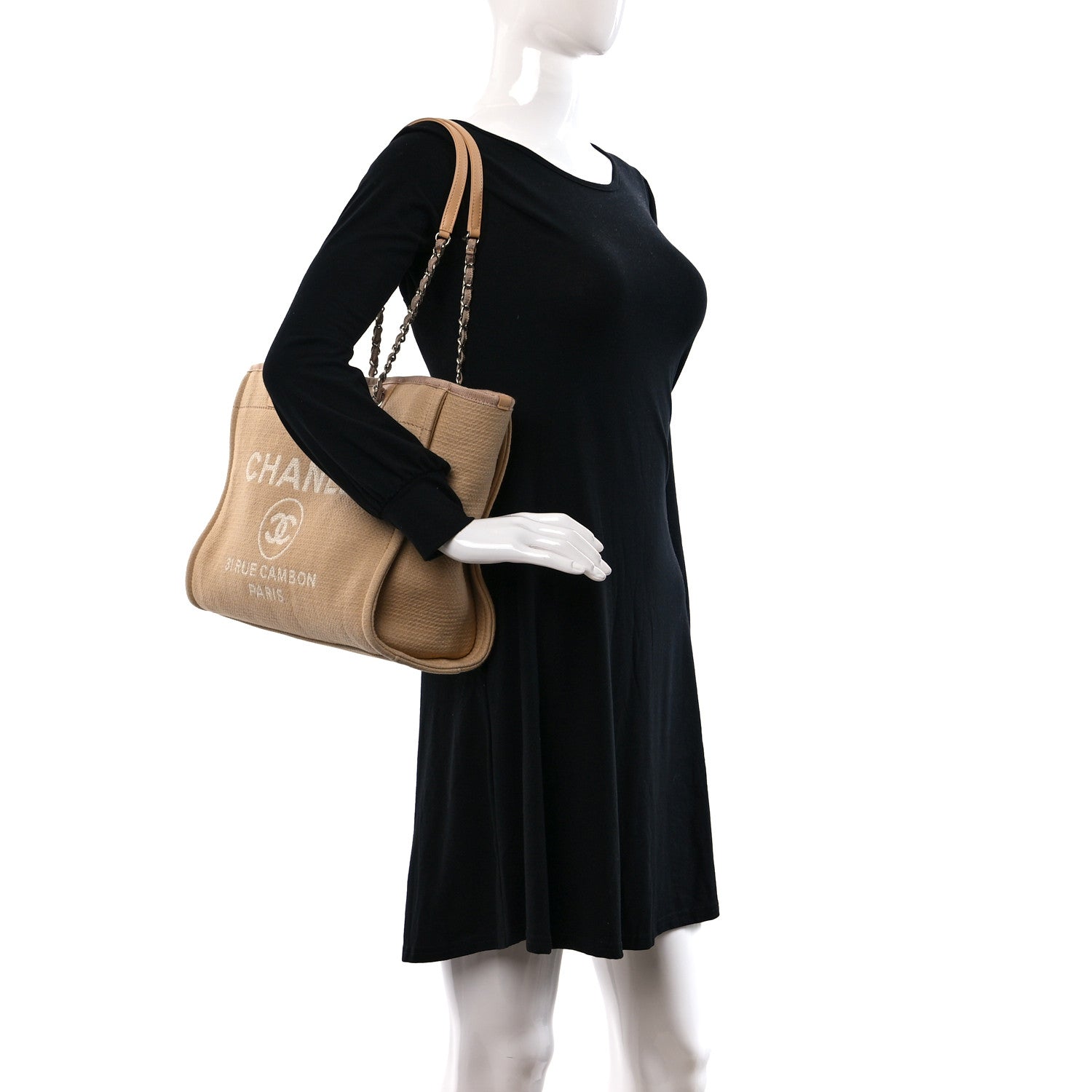Chanel Mixed Fibers Small Deauville Tote Beige 2 of 10
