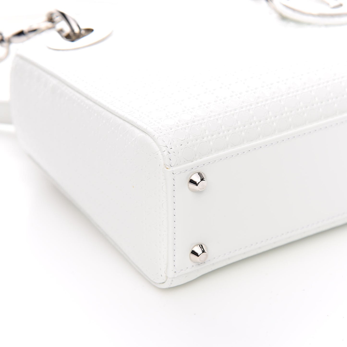 Patent Micro-Cannage Mini Lady Dior White