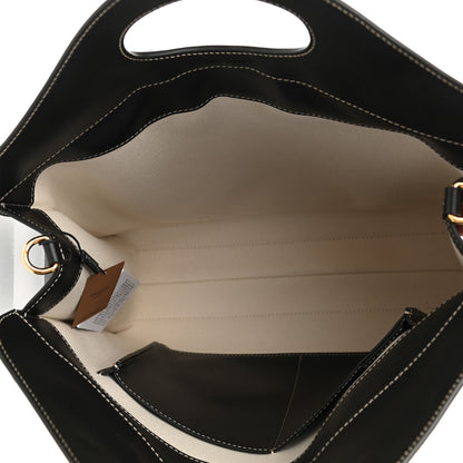 Burberry Canvas Smooth Calfskin Two Tone Medium Pocket Bag Natural Black 5 of 10