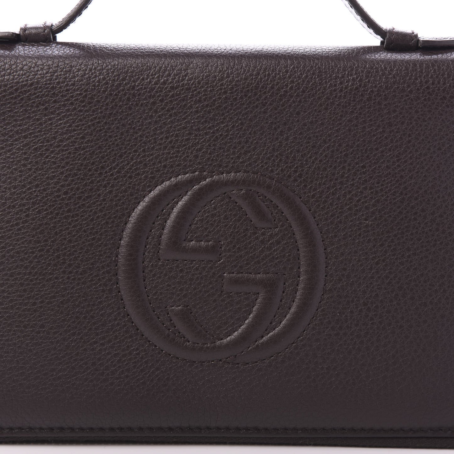 Pebbled Calfskin Soho Travel Document Case Dark Brown