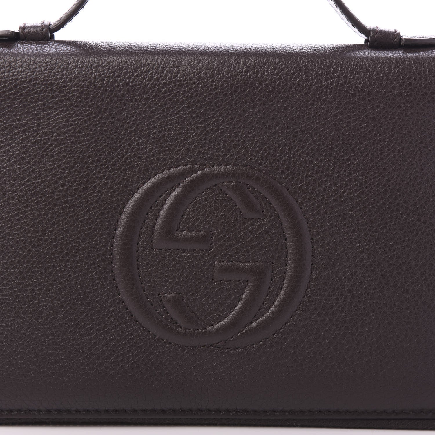Gucci Pebbled Calfskin Soho Travel Document Case Dark Brown 10 of 11