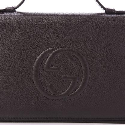 Gucci Pebbled Calfskin Soho Travel Document Case Dark Brown 10 of 11