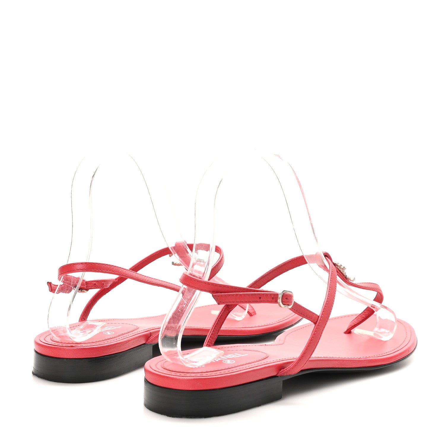 Chanel Lambskin CC Thong Sandals 41 Red 5 of 9