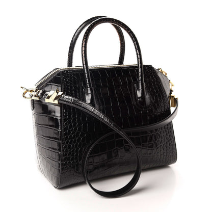 Givenchy Calfskin Crocodile Embossed Small Antigona Black 4 of 13