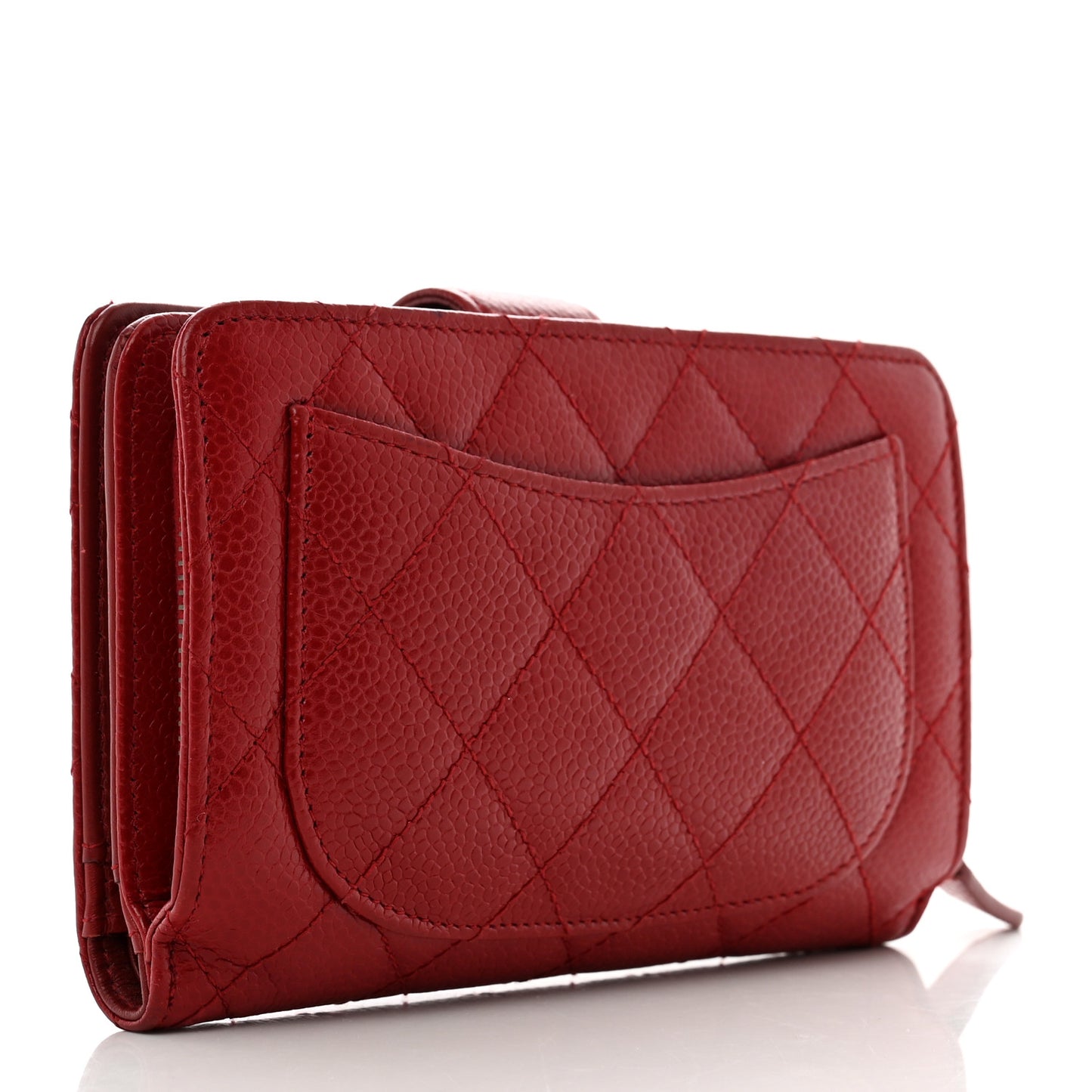 Caviar Quilted Zipped Pocket Wallet Red