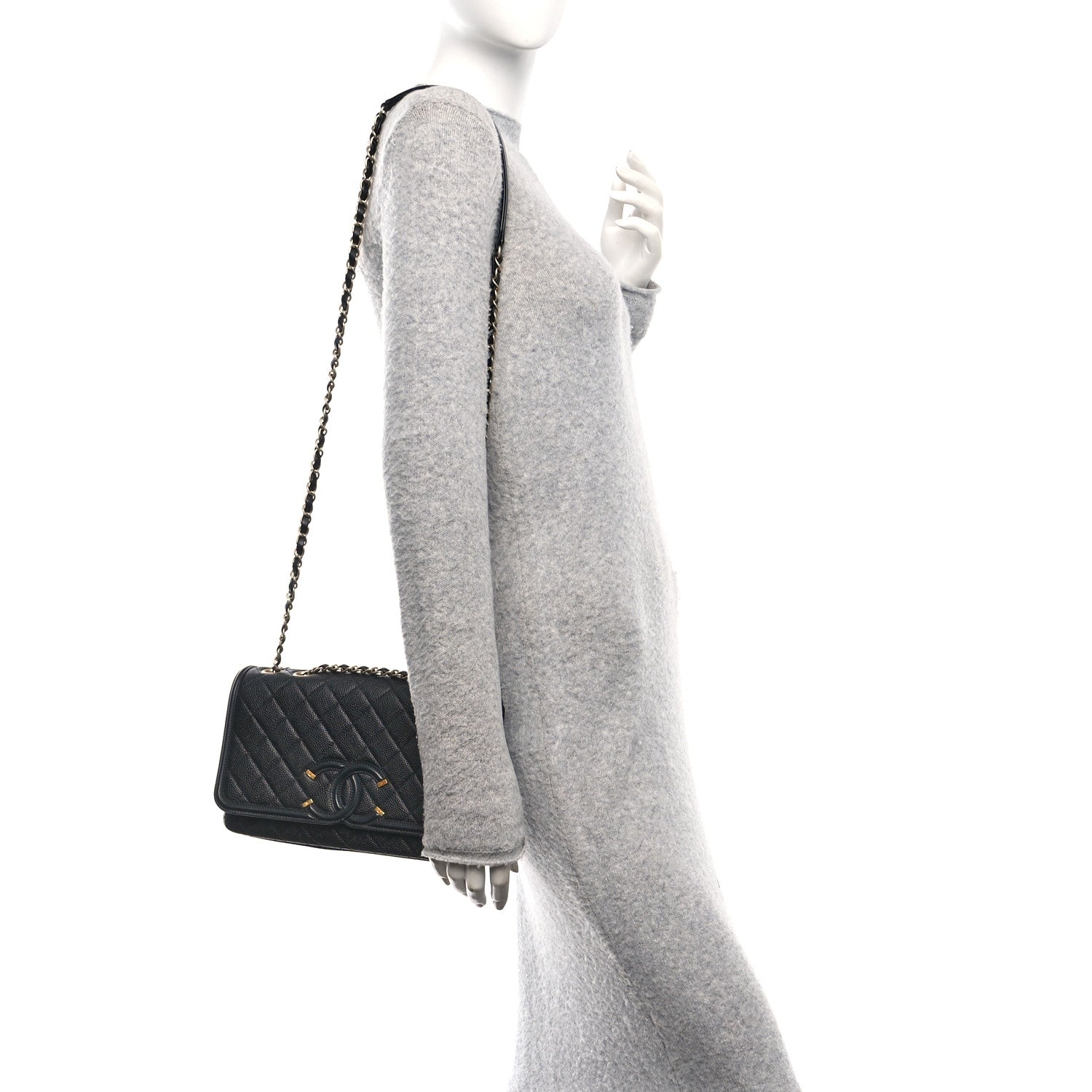 Chanel Caviar Quilted Medium CC Filigree Flap Black 2 of 10