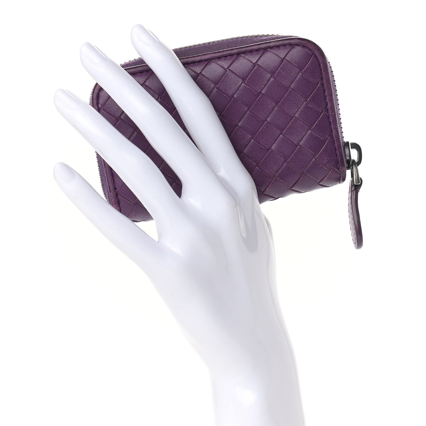 Nappa Intrecciato Zip Around Coin Purse Purple