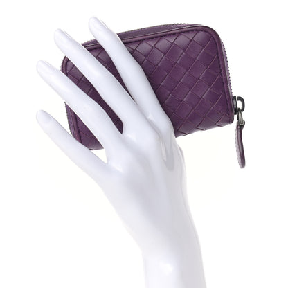 Bottega Veneta Nappa Intrecciato Zip Around Coin Purse Purple 2 of 13