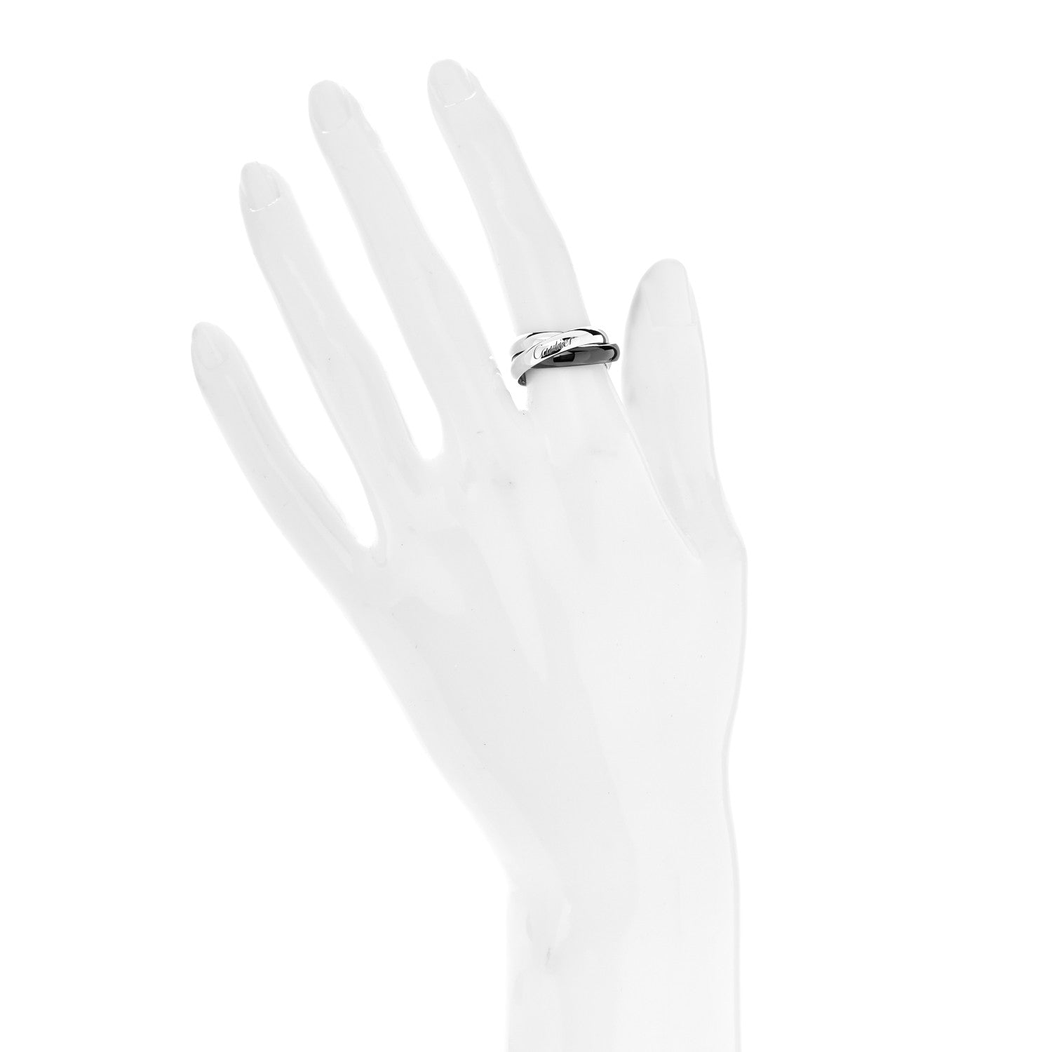 Cartier 18K White Gold Palladium Black Ceramic Trinity Ring 50 5.25 2 of 6