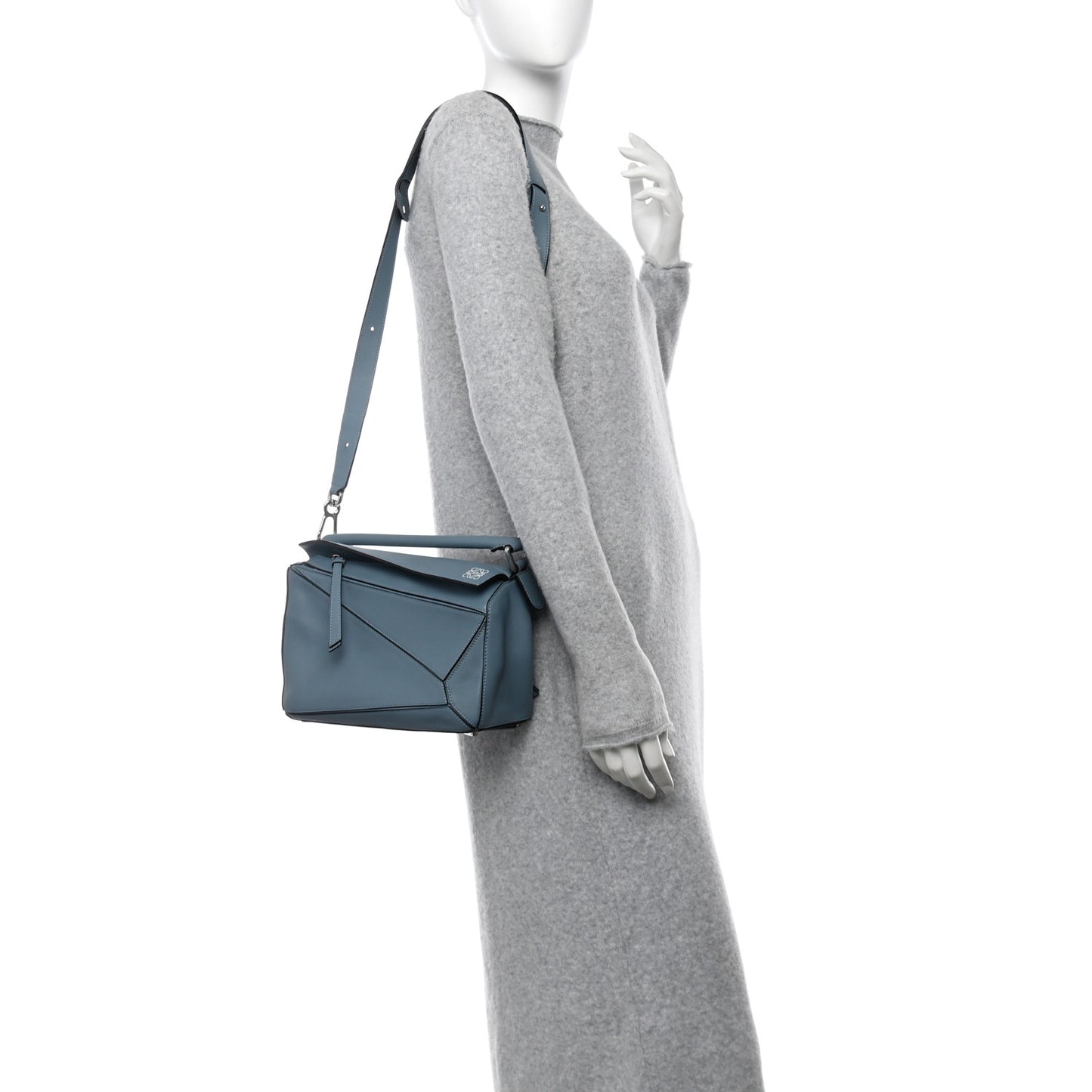 Calfskin Small Puzzle Bag Stone Blue