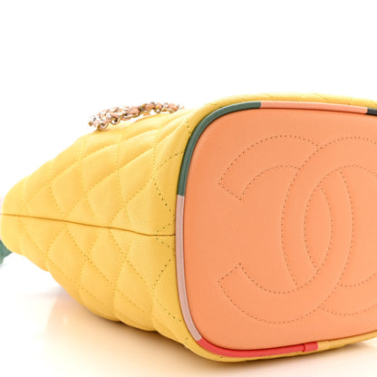 Chanel Lambskin Quilted Cuba Drawstring Tote Yellow Pink Green 9 of 10