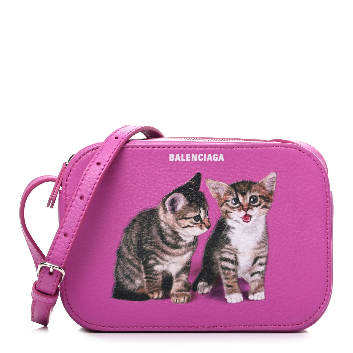 Balenciaga Calfskin Kittens Logo XS Everyday Camera Bag Fuchsia 1 of 8