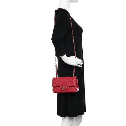 Chanel Lambskin Quilted Mini Rectangular Flap Red 2 of 11