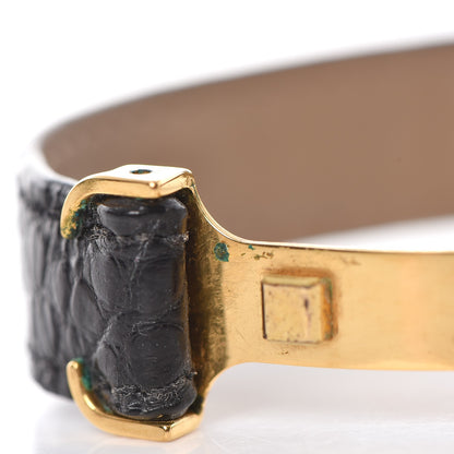Cartier Sterling Silver Vermeil Alligator 20mm Must de Cartier Tank Quartz Watch Black 6 of 7