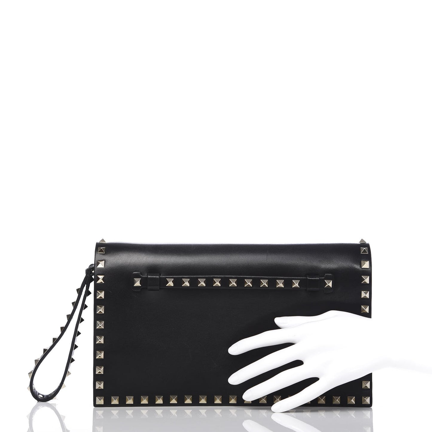 Nappa Rockstud Wristlet Clutch Black