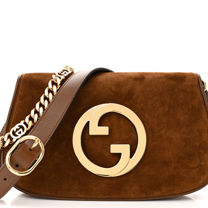 Gucci Suede Talco Roxy Calfskin Blondie Chain Shoulder Flap Bag Burnt Satin 7 of 9