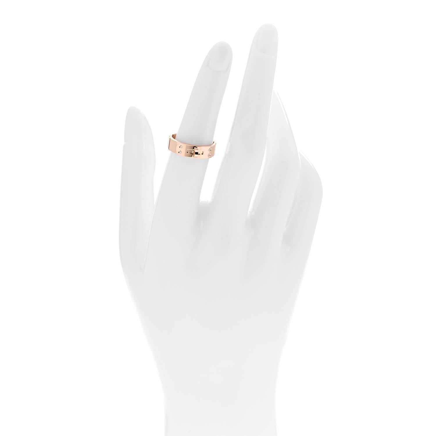 Hermes 18K Rose Gold Diamond PM Kelly Ring 52 6 2 of 5