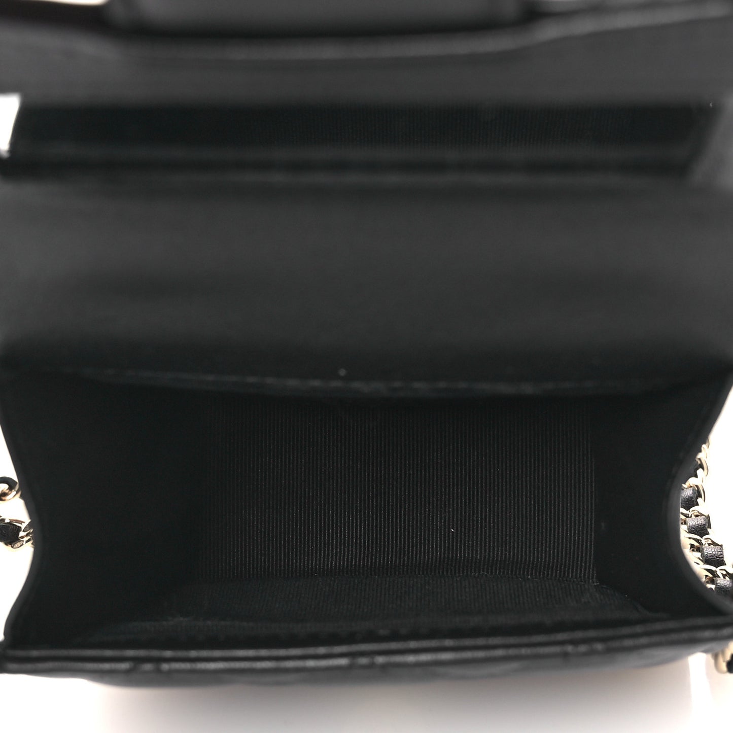 Lambskin Quilted Top Handle Flap Clutch With Chain Black