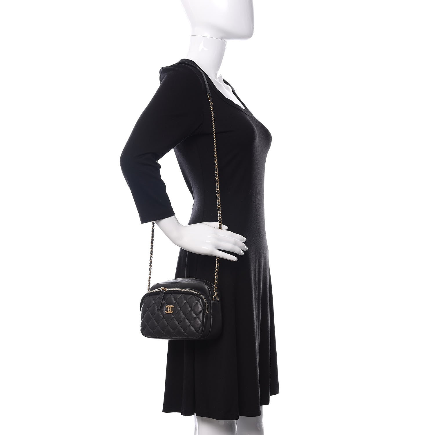 Chanel Calfskin Quilted Day Trips Camera Case Black 2 of 10