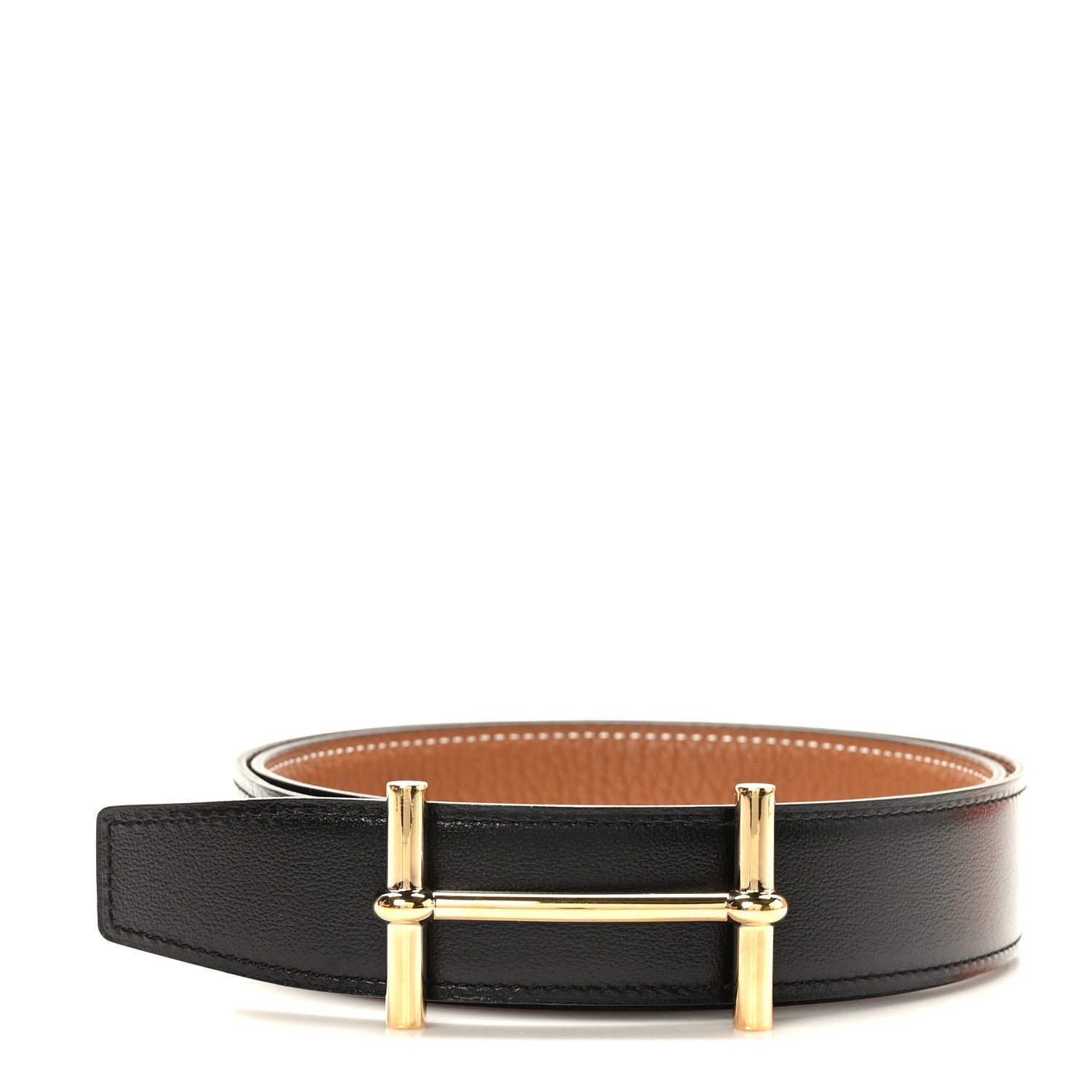 Hermes Tadelakt Togo 32mm H d'Ancre Belt Belt 80 Black Gold 1 of 7