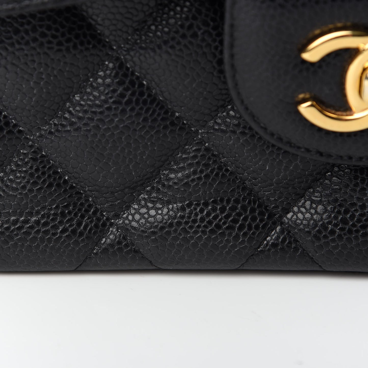 Caviar Quilted Jumbo Double Flap Black