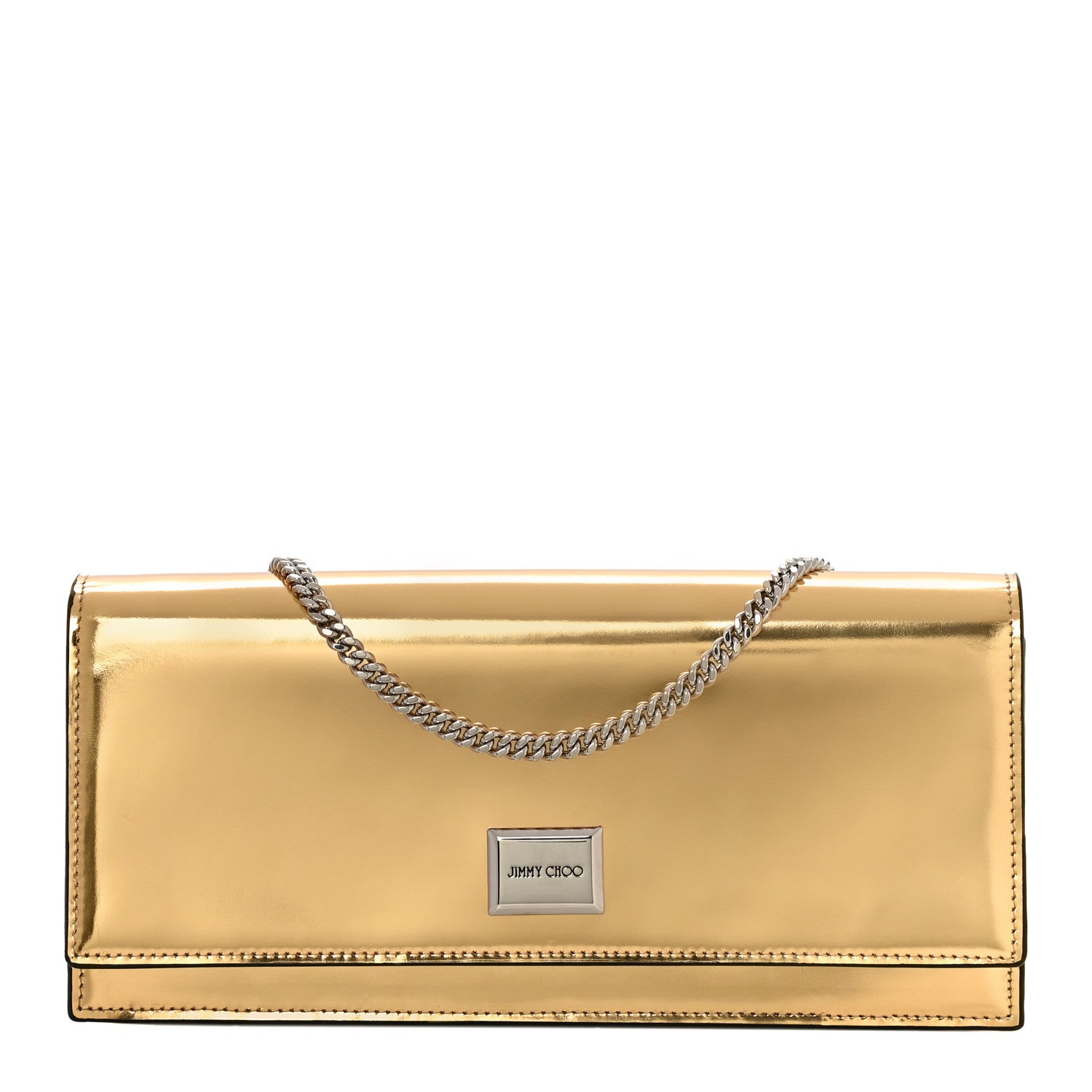 Jimmy Choo Patent Lilia Clutch Bag Gold 1 of 21
