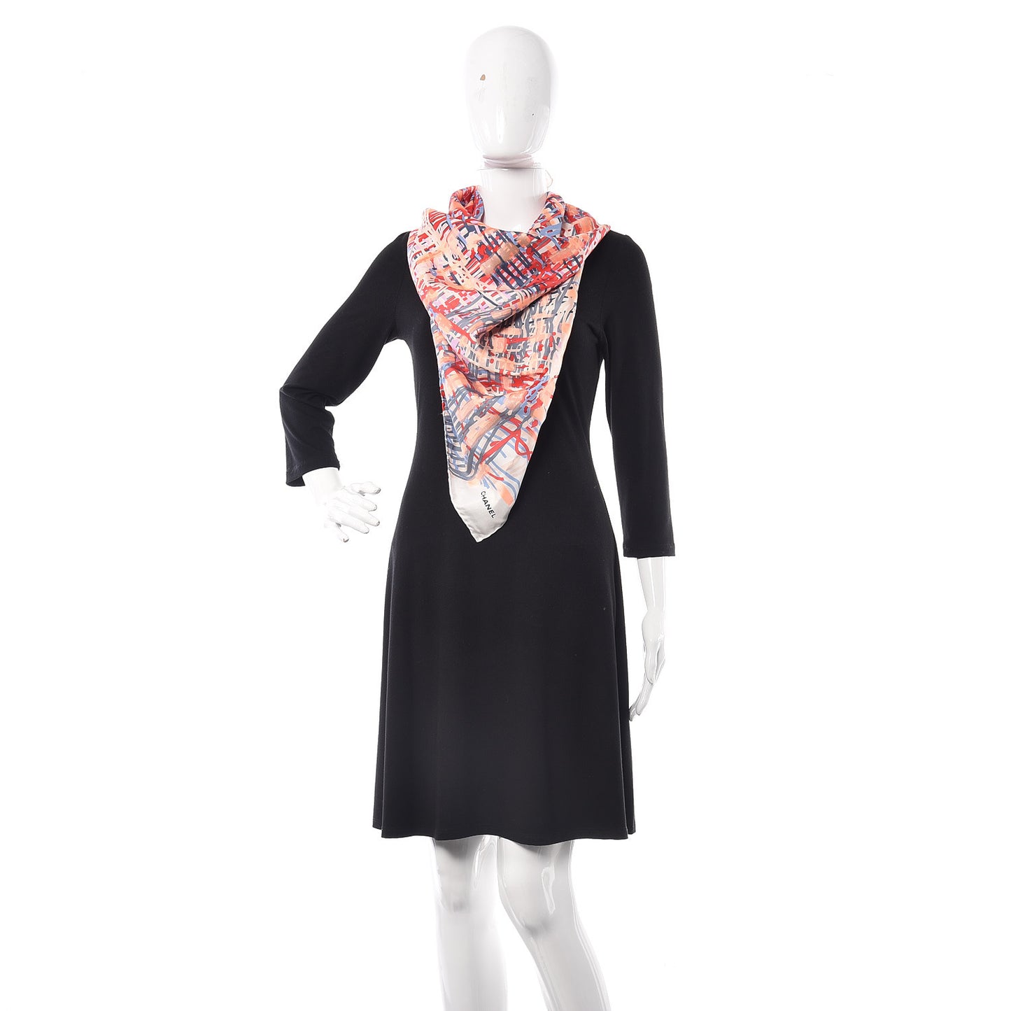 Silk Printed Square Scarf Ecru Light Orange