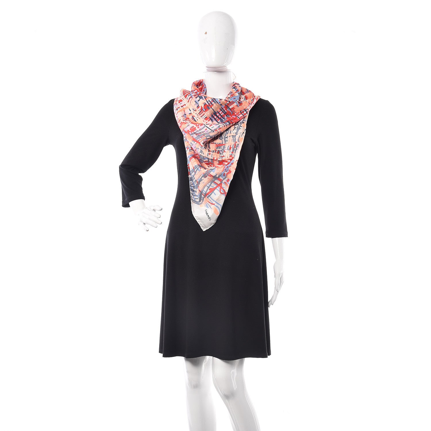Chanel Silk Printed Square Scarf Ecru Light Orange 2 of 4