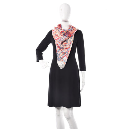 Chanel Silk Printed Square Scarf Ecru Light Orange 2 of 4