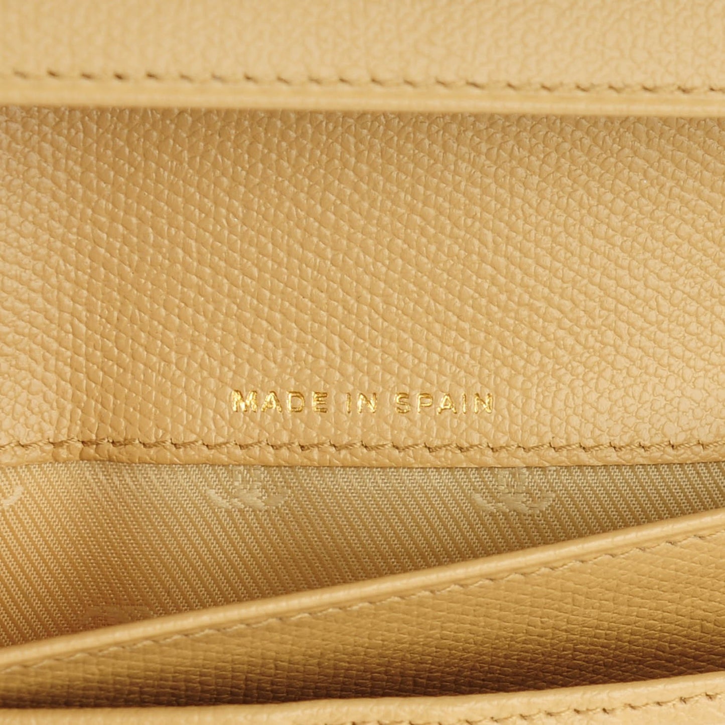 Grained Calfskin CC Button Wallet Beige