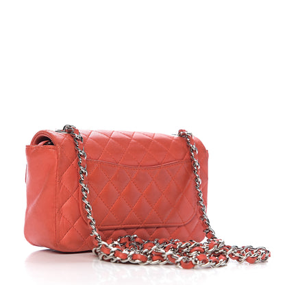 Chanel Lambskin Quilted Mini Rectangular Flap Red Orange 2 of 12