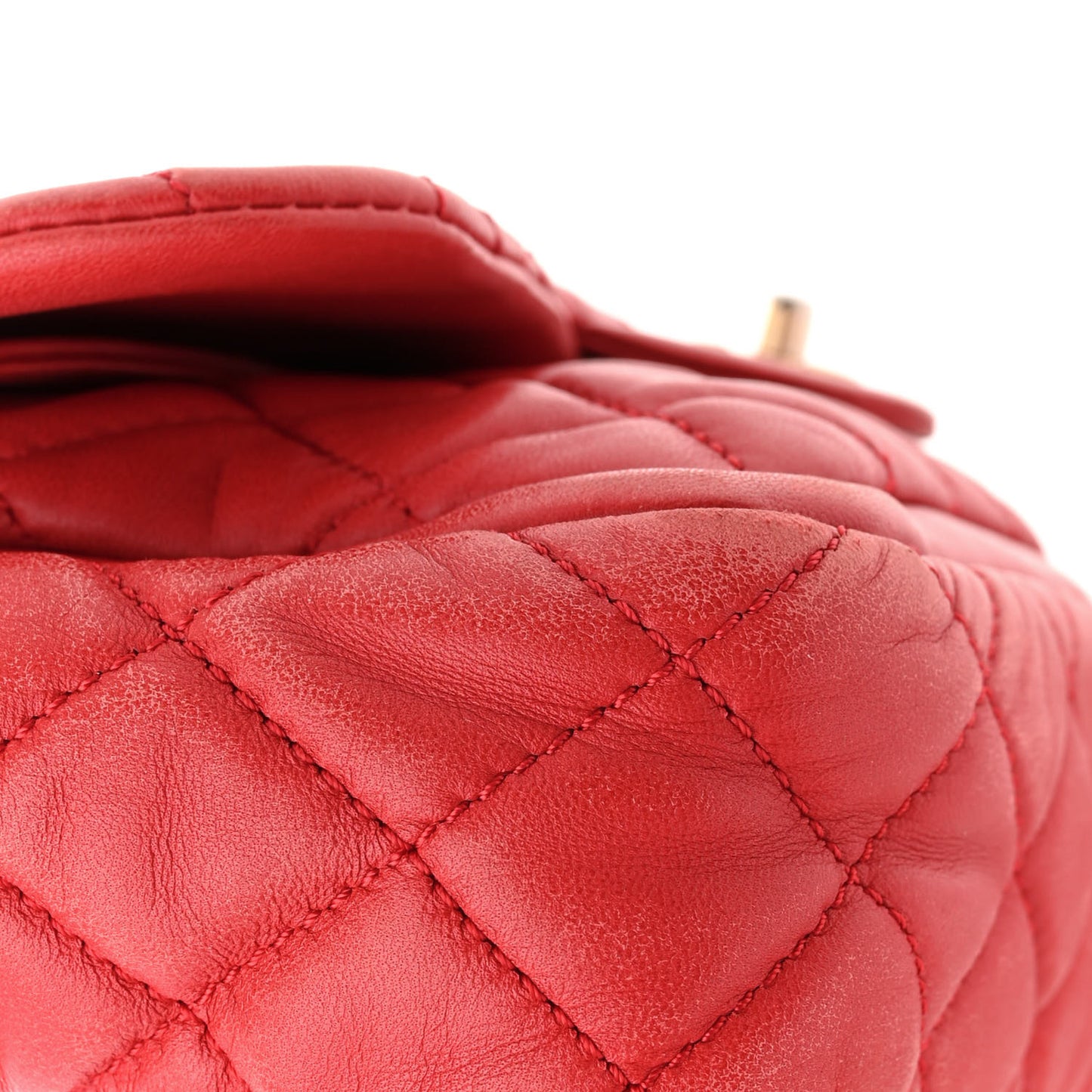 Lambskin Quilted Large Now and Forever Flap Red