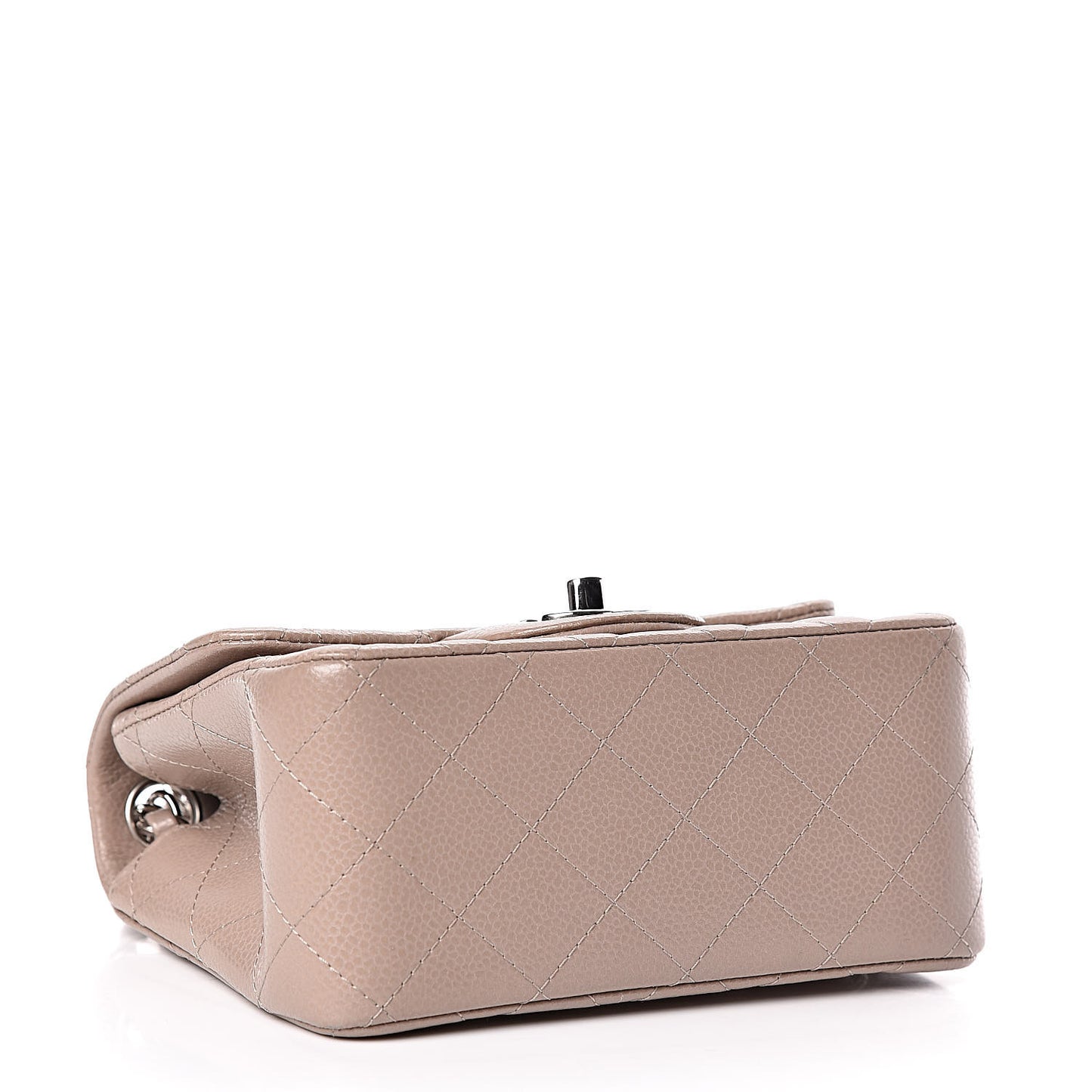 Caviar Quilted Mini Square Flap Taupe