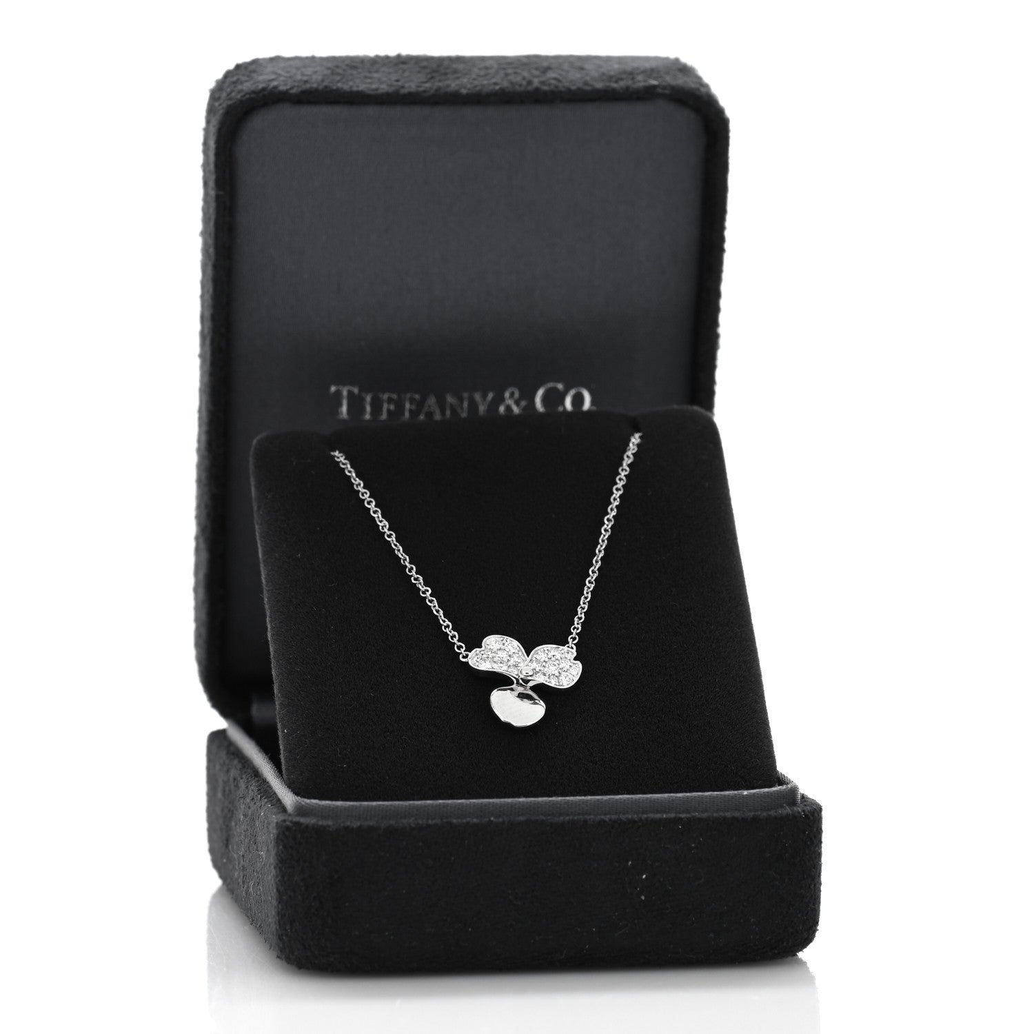 Tiffany Platinum Diamond .17ctw Small Paper Flowers Pendant Necklace 5 of 5