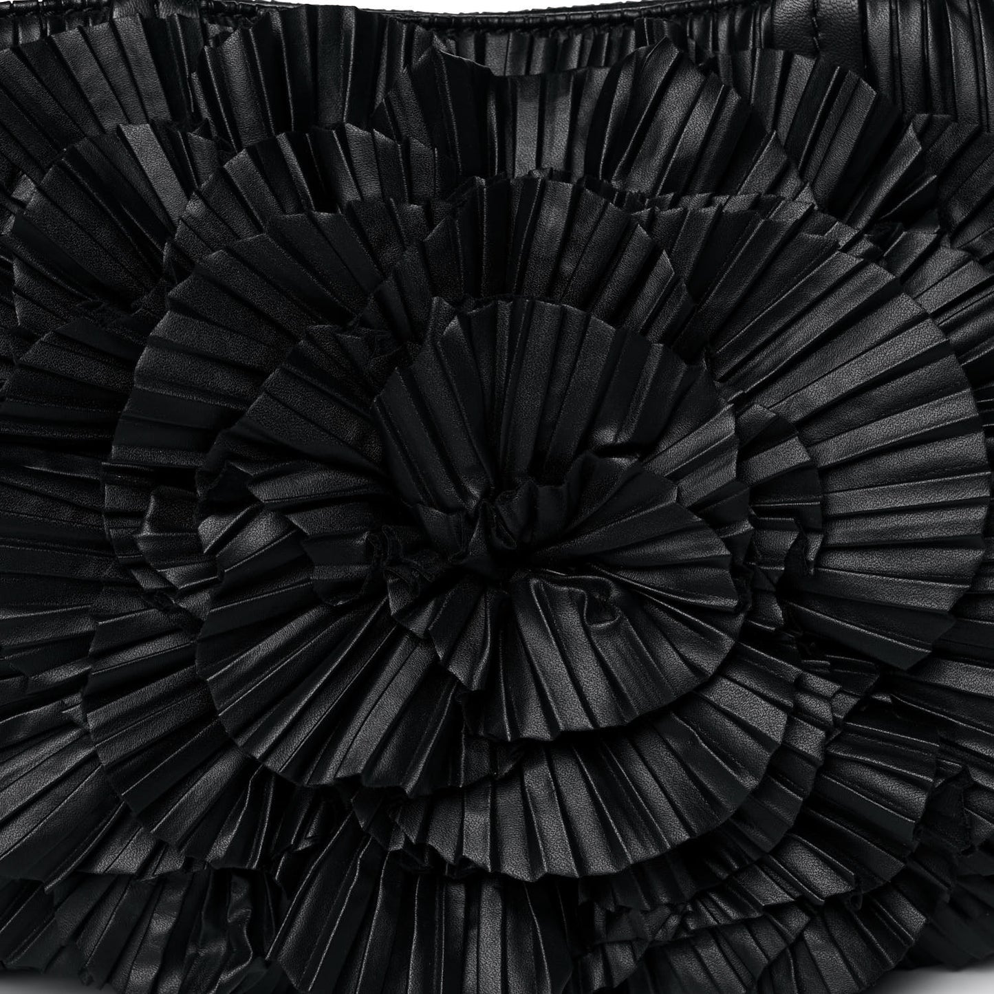 Nappa Pleated Petale Dome Tote Black
