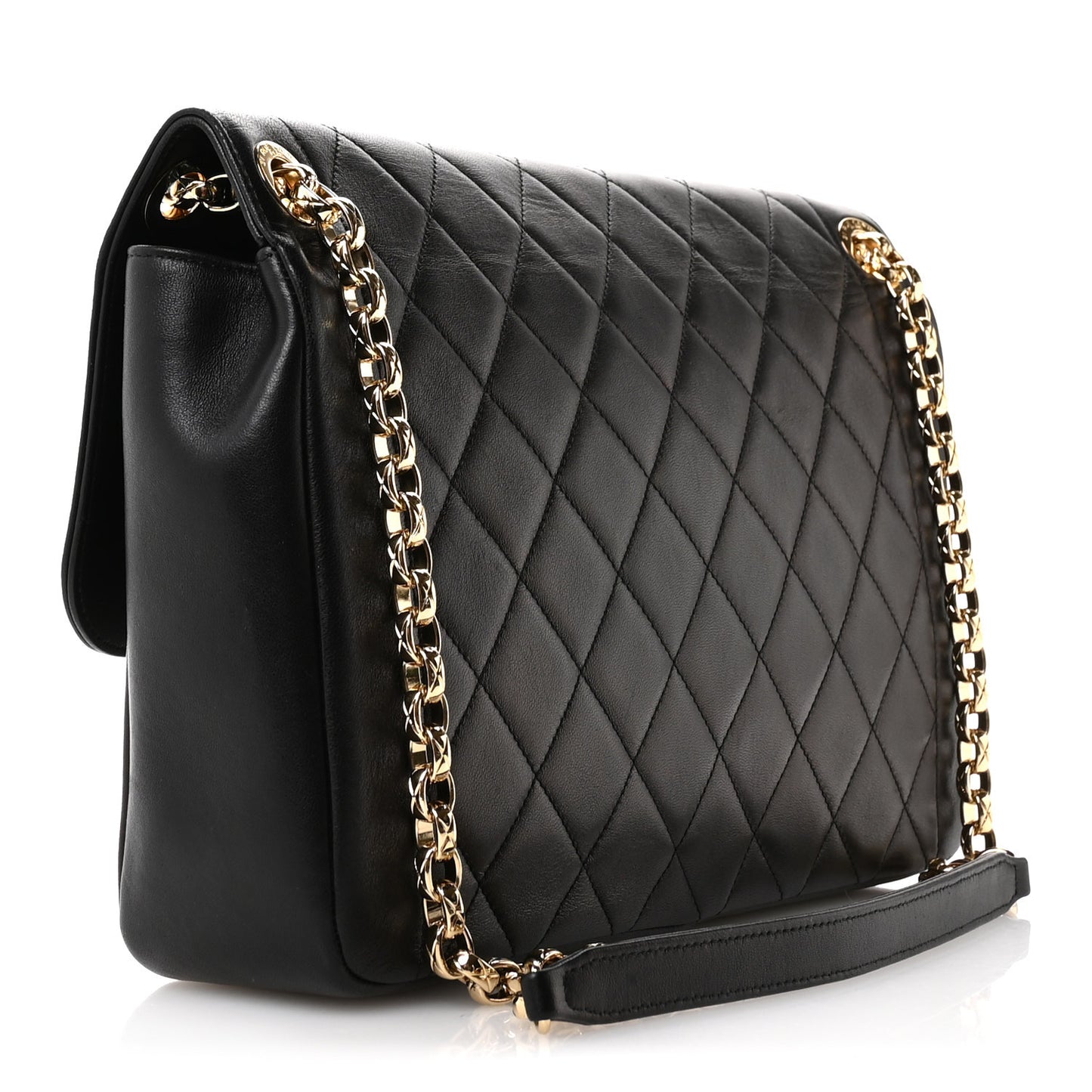 Metallic Lambskin Quilted Large Chic With Me Flap Black