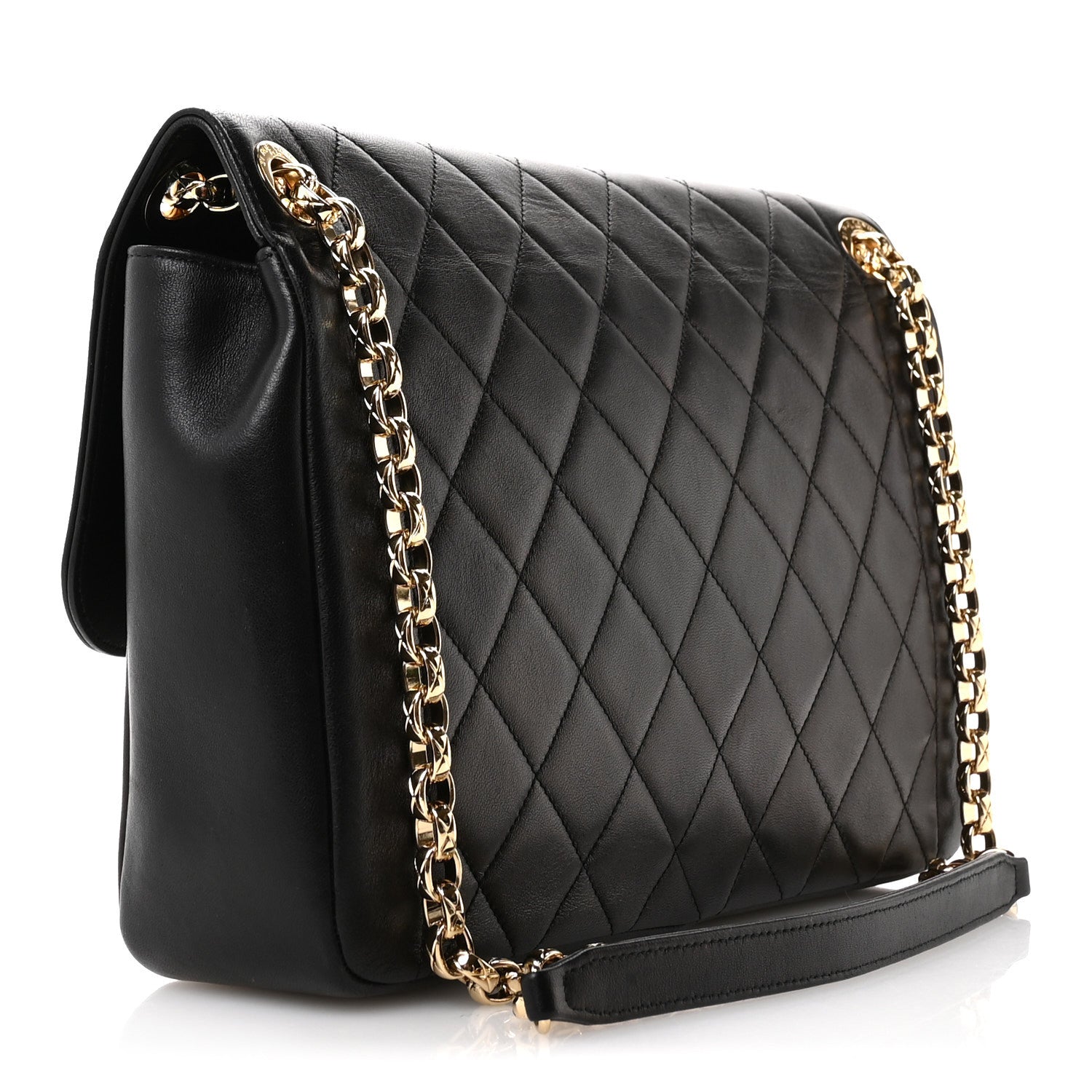 Chanel Metallic Lambskin Quilted Large Chic With Me Flap Black 2 of 10
