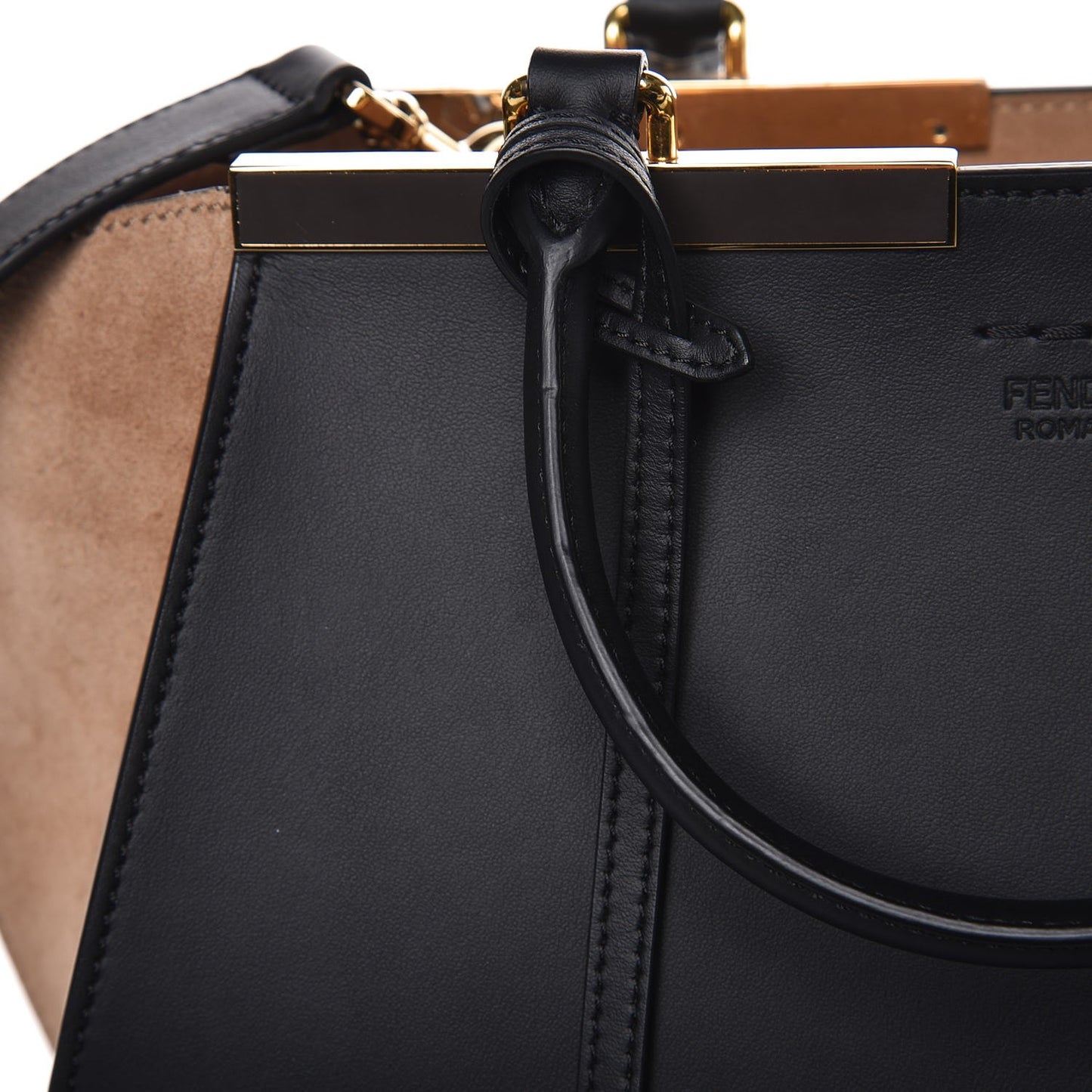 Vitello Baltico Suede Petite 3Jours Tote Black Marrone Chiaro