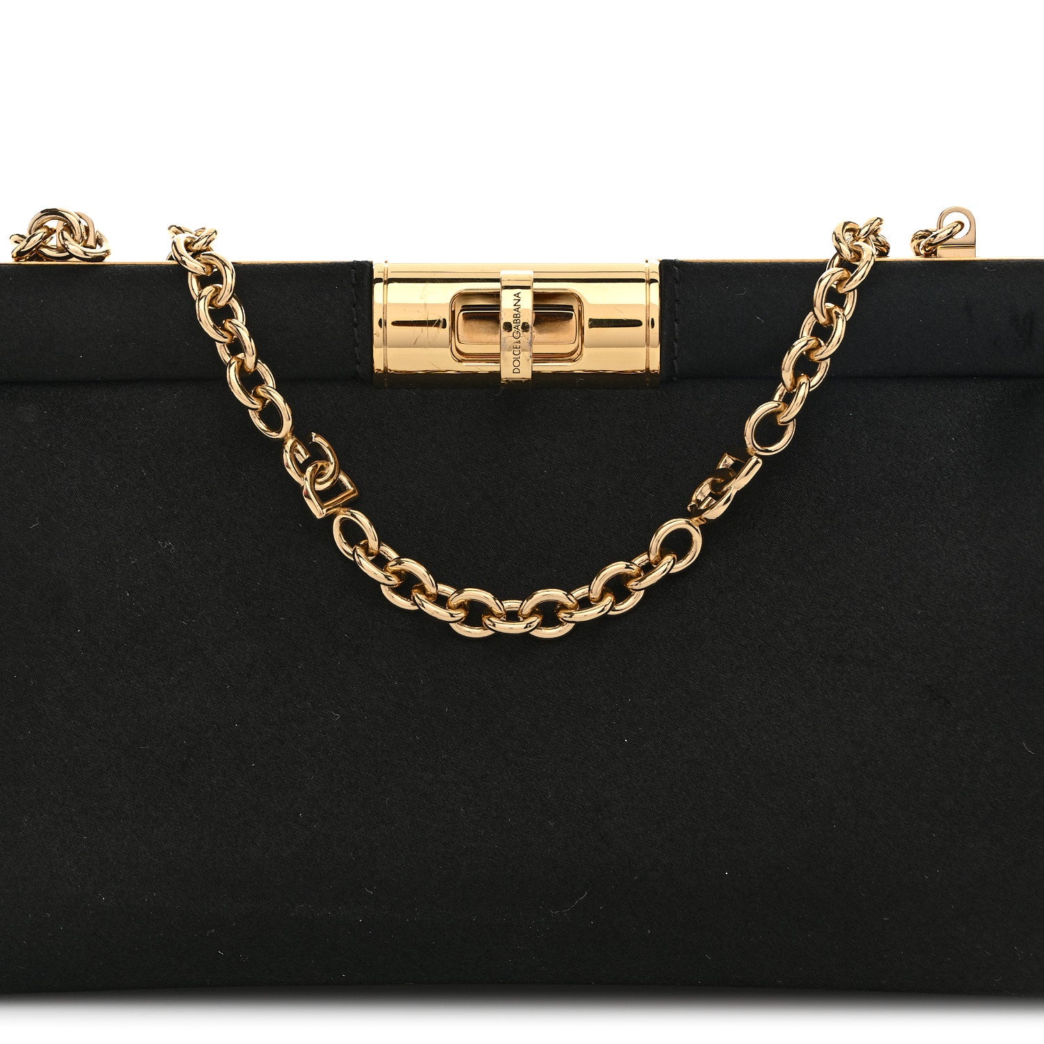 Dolce & Gabbana Satin Small Marlene Chain Clutch Black 7 of 11