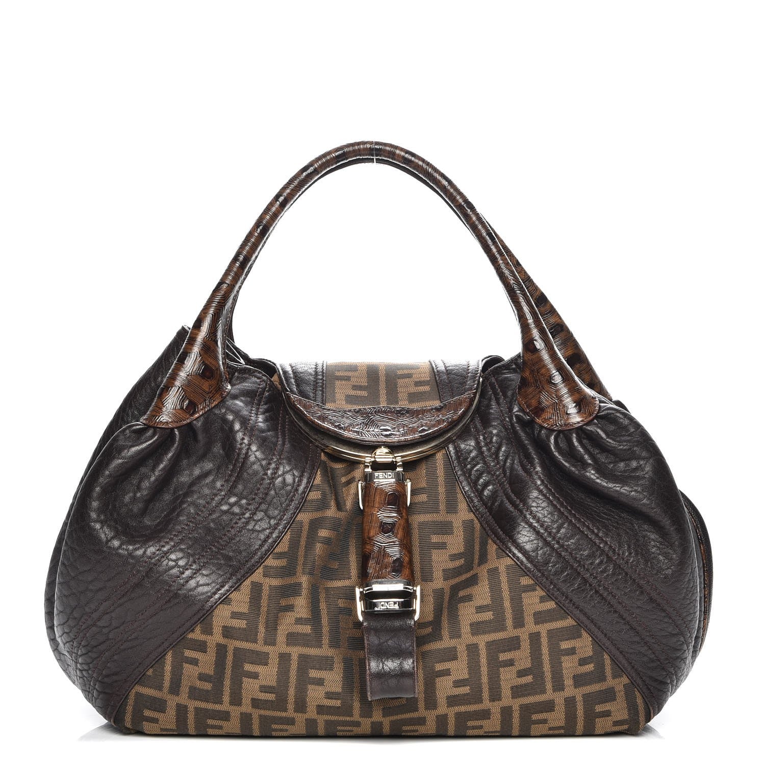 Fendi Zucca Nappa Nuvolata Vitello Tortuga Spy Tobacco Moro 1 of 6