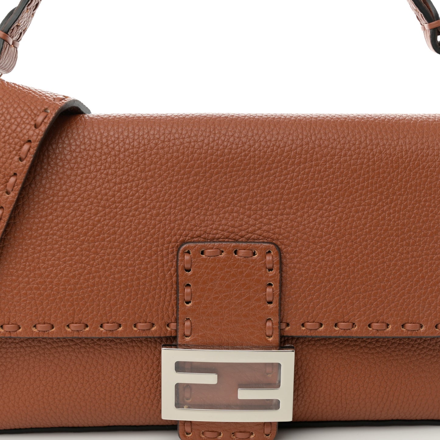 Cuoio Roma Sellerissima Nappa Sintetica Tape Stitch Baguette Brandy