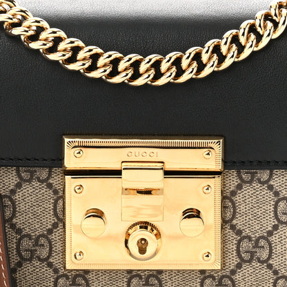 Gucci GG Supreme Monogram Calfskin Small Padlock Shoulder Bag Beige Black Cuir 7 of 10