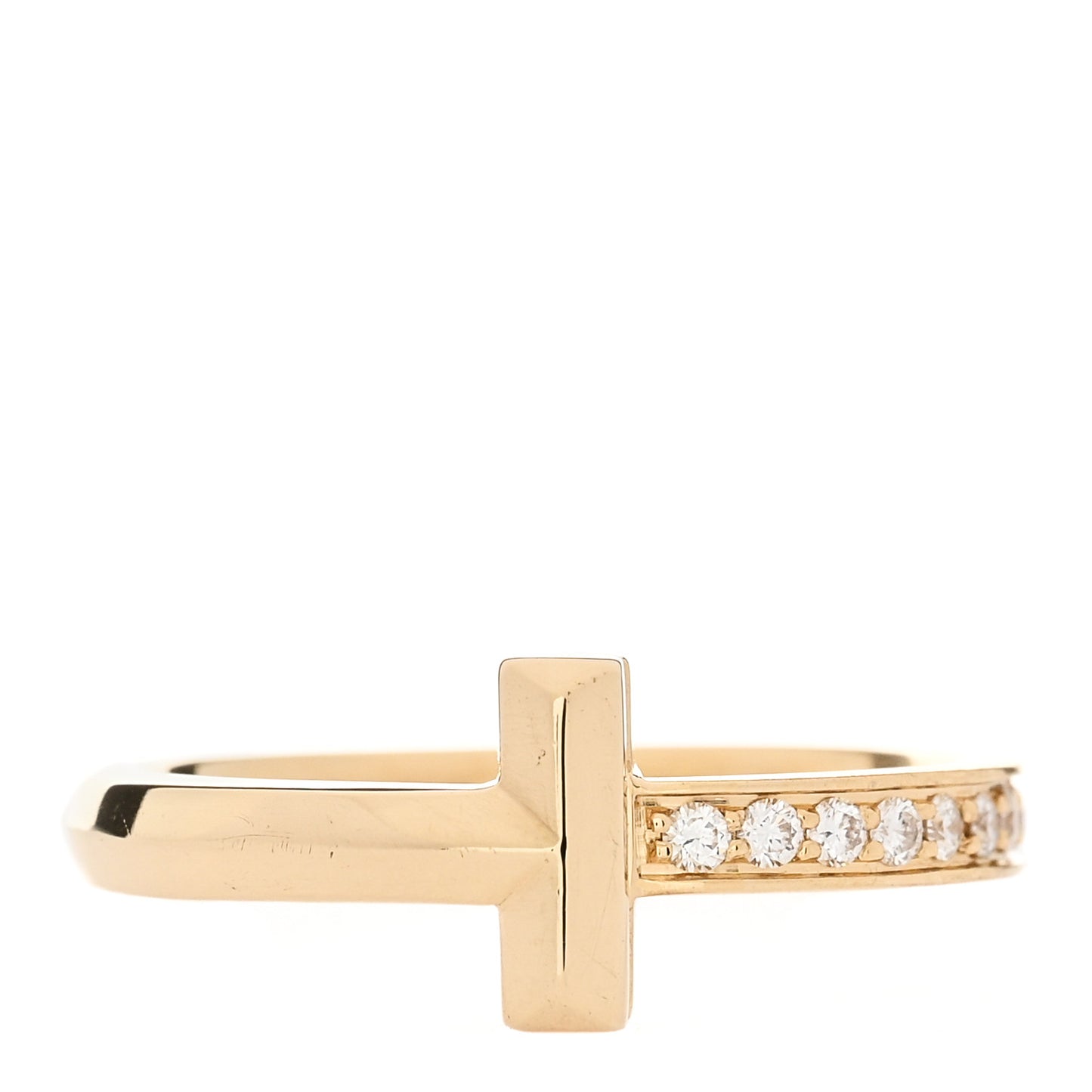 18K Yellow Gold Diamond T T1 Ring 49 5