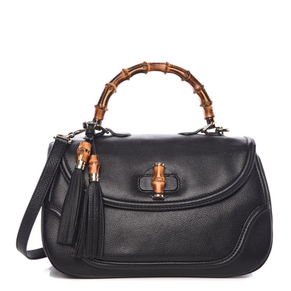 Gucci Calfskin Large New Bamboo Top Handle Bag Black 1 of 13