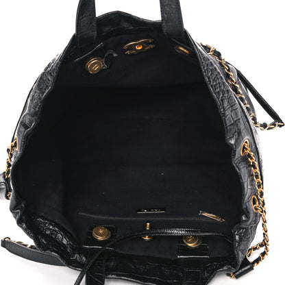 Chanel Calfskin Crocodile Embossed Large Cocodile Shopping Tote Black 5 of 14